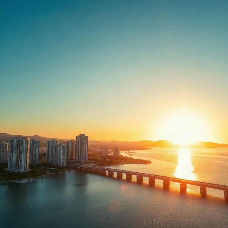 Florianópolis skyline at golden hour